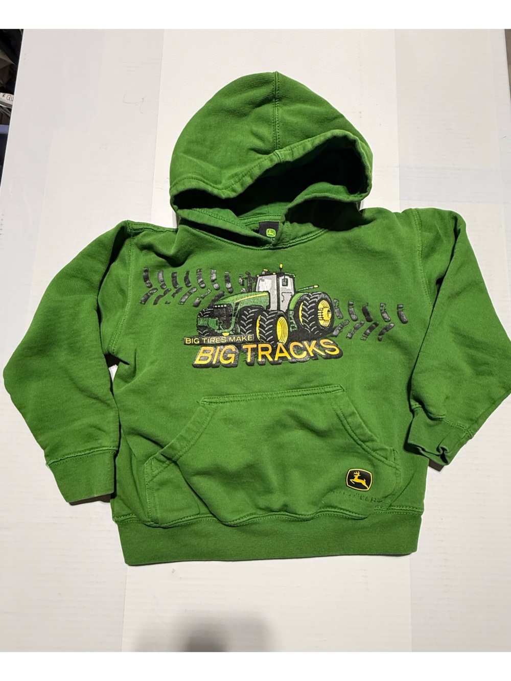 John Deere Boys "Big Tracks" Tractor‎ Hoodie Sweatshirt M(5/6) Green